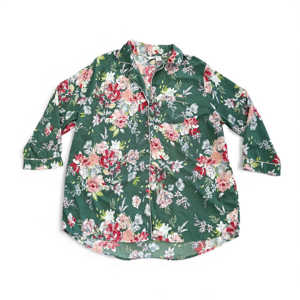 Cupcakes‎ & Cashmere Green Floral Sleepshirt - 2XL